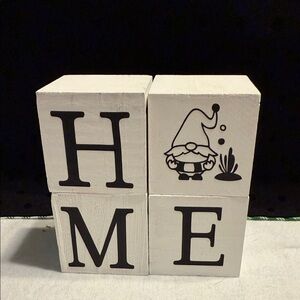 White Decorative Blocks with 4 words and Designs